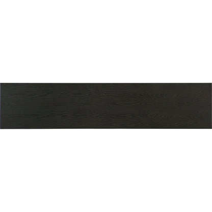 Solstice Entertainment Console by Hooker Furniture in medium brown. Made from elm, poplar veneers with metal in a modern style.