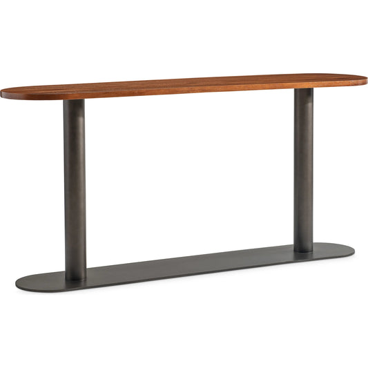 Loft Brasea Pedestal Console Table by Bernhardt in brown. Made from wood, metal in a unique style.