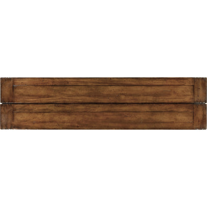 Casual Accents Small Walnut Hunt Table by Jonathan Charles in brown and medium walnut country distressed. Made from acacia in a traditional style.