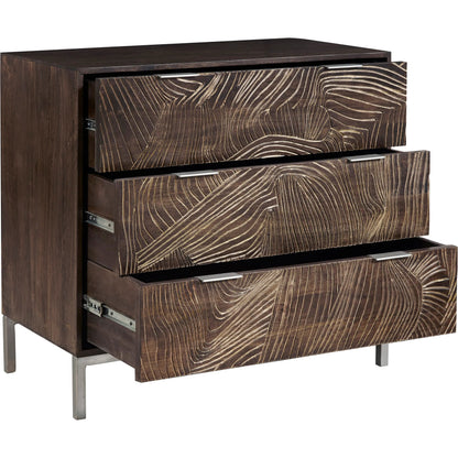 Rustic 3-Drawer Accent Chest by Pulaski Furniture in earthy brown. Made from mango wood in a unique style.