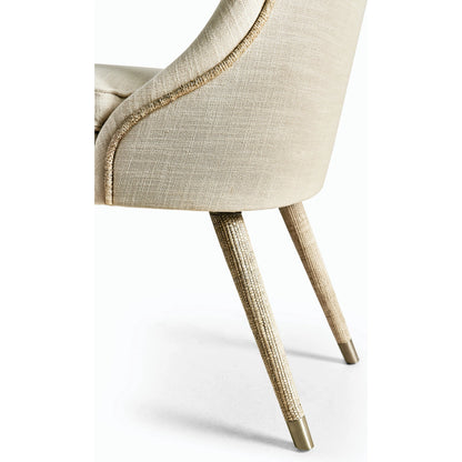 Water Shoal Linen & Grasscloth Side Chair by Jonathan Charles in grasscloth, performance linen. Made from hardwood solids, foam, fabric, grass cloth, brass in a transitional style.