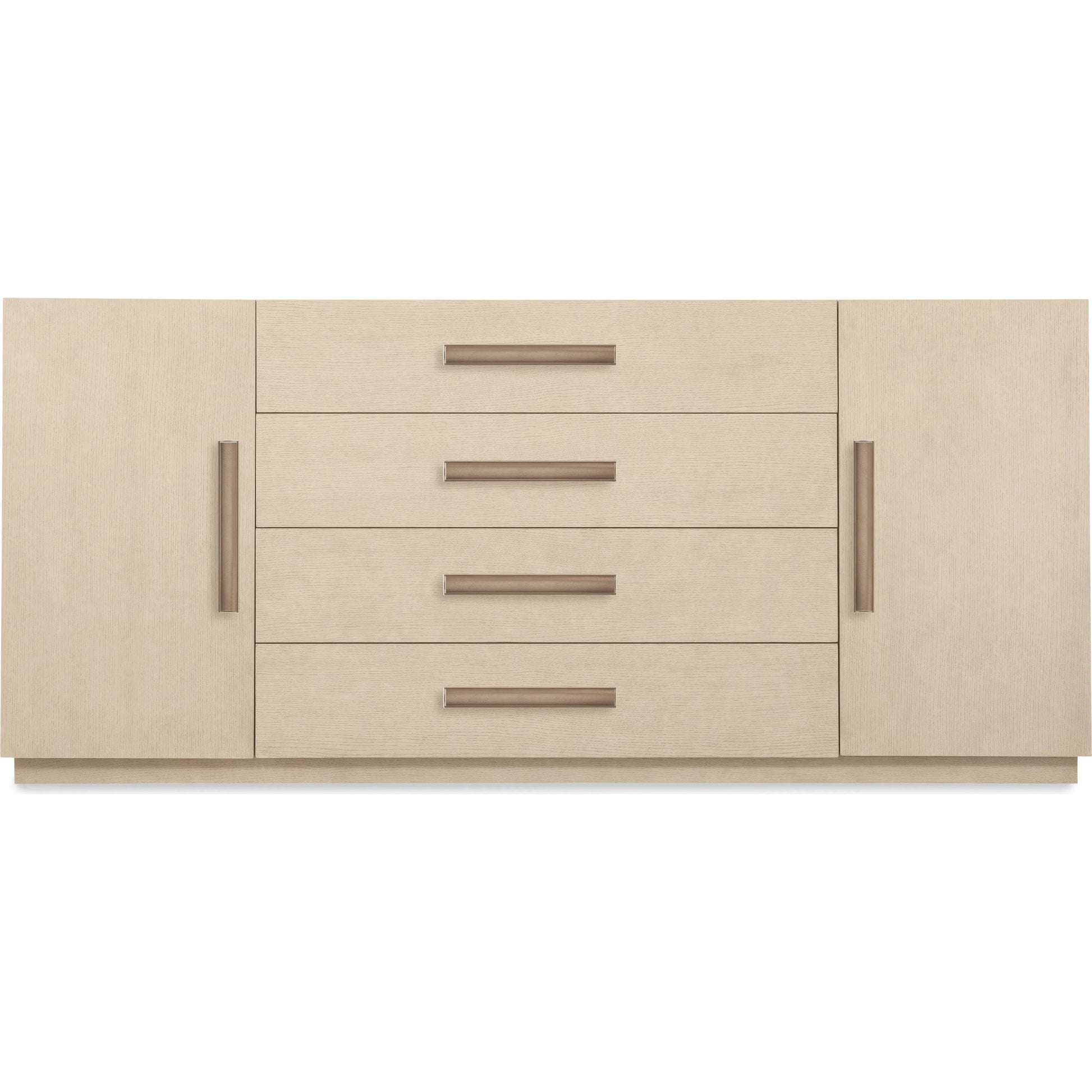 Westwood Buffet by Hooker Furniture in light wood and polished limestone. Made from oak veneers in a transitional style.