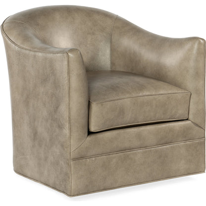 Gideon Swivel Club Chair by Hooker Furniture in grey and landscape frozen valley. Made from leather in a transitional style.