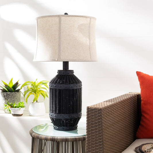 Xavier Lamp - 25462 by Surya in black, taupe and paintedpaintedgalvanizedpainted. Made from glass, linen, silk, iron, metal in a rustic style.