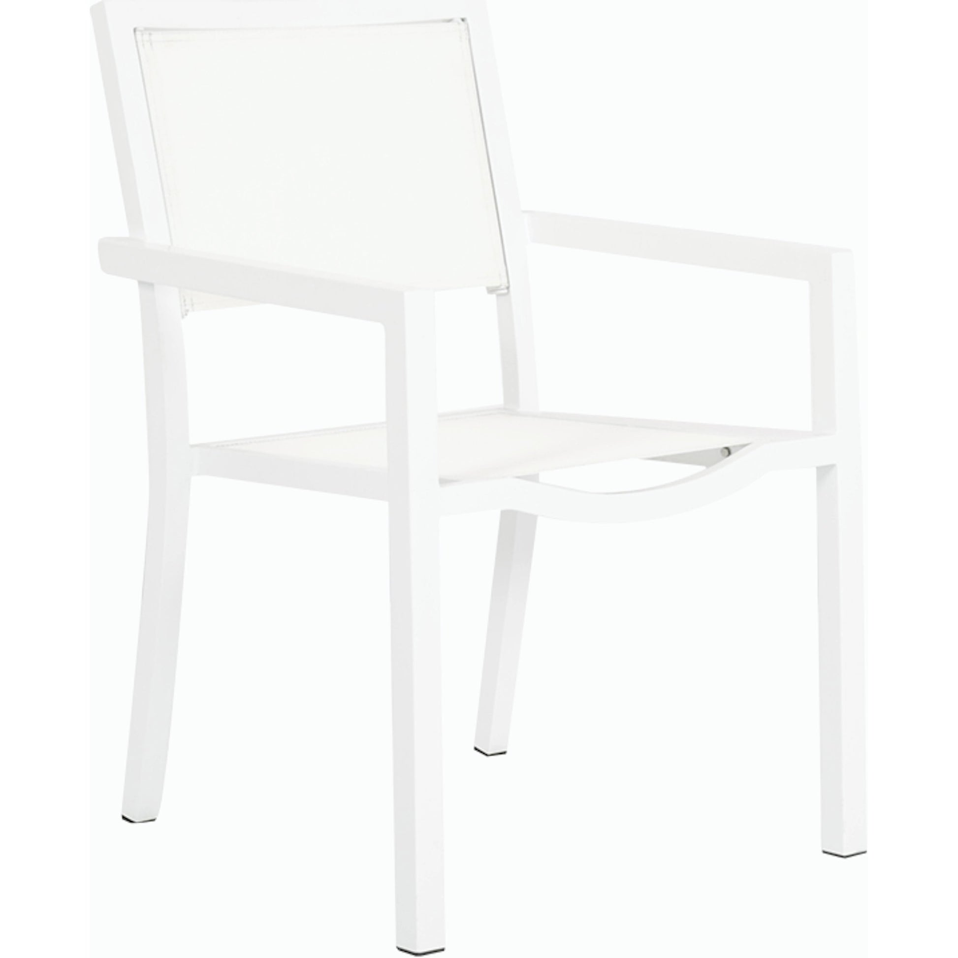 Naples Outdoor Stackable Sling Dining Chair by Sunset West in white. Made from aluminum in a modern style.