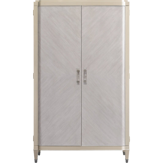 Zoey Armoire by Pulaski Furniture in champagne. Made from poplar wood, mdf, primavera veneers in a modern style.