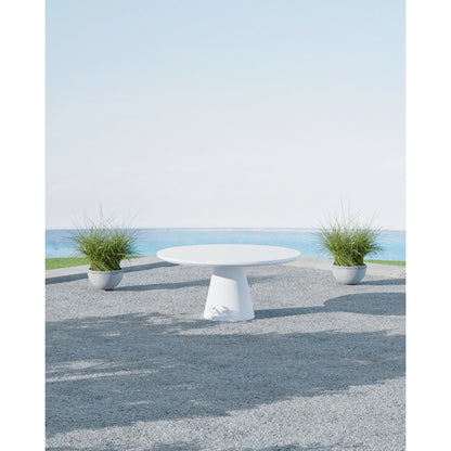 Pedestal Outdoor Dining Table by Sunset West. Made from gfr concrete in a modern style.