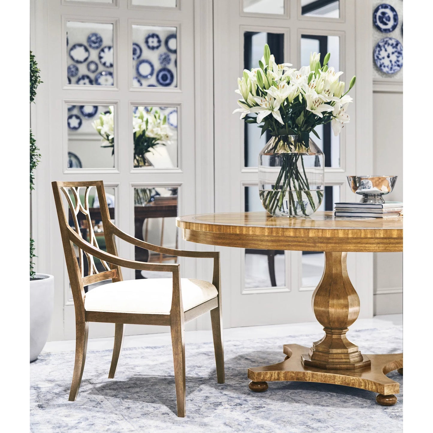 009 SI-2186341 | Lifestyle | Osborne Arm Chair (Set of 2) by Jonathan Charles in brown and medium brown mahogany. Made from mahogany, foam, fabric, eggshell in a modern style.