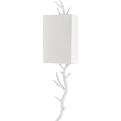 Baneberry Wall Sconce by Currey and Company in gesso white. Made from wrought iron in a transitional style.