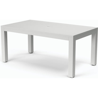 Naples Outdoor Rectangular Dining Table by Sunset West in white. Made from aluminum in a modern style.