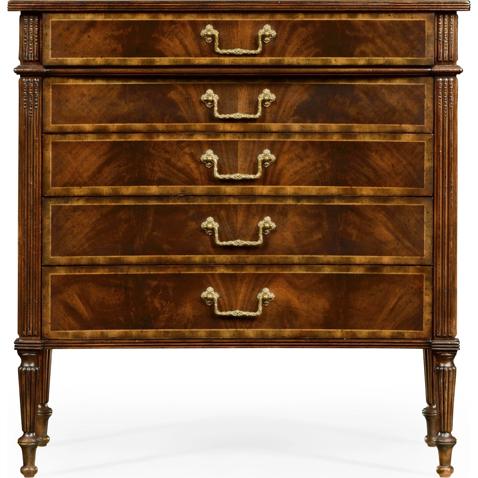 Buckingham Mahogany Chest of Drawers by Jonathan Charles in brown and medium antique mahogany. Made from acacia in a traditional style.