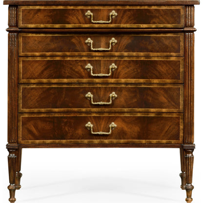 Buckingham Mahogany Chest of Drawers by Jonathan Charles in brown and medium antique mahogany. Made from acacia in a traditional style.