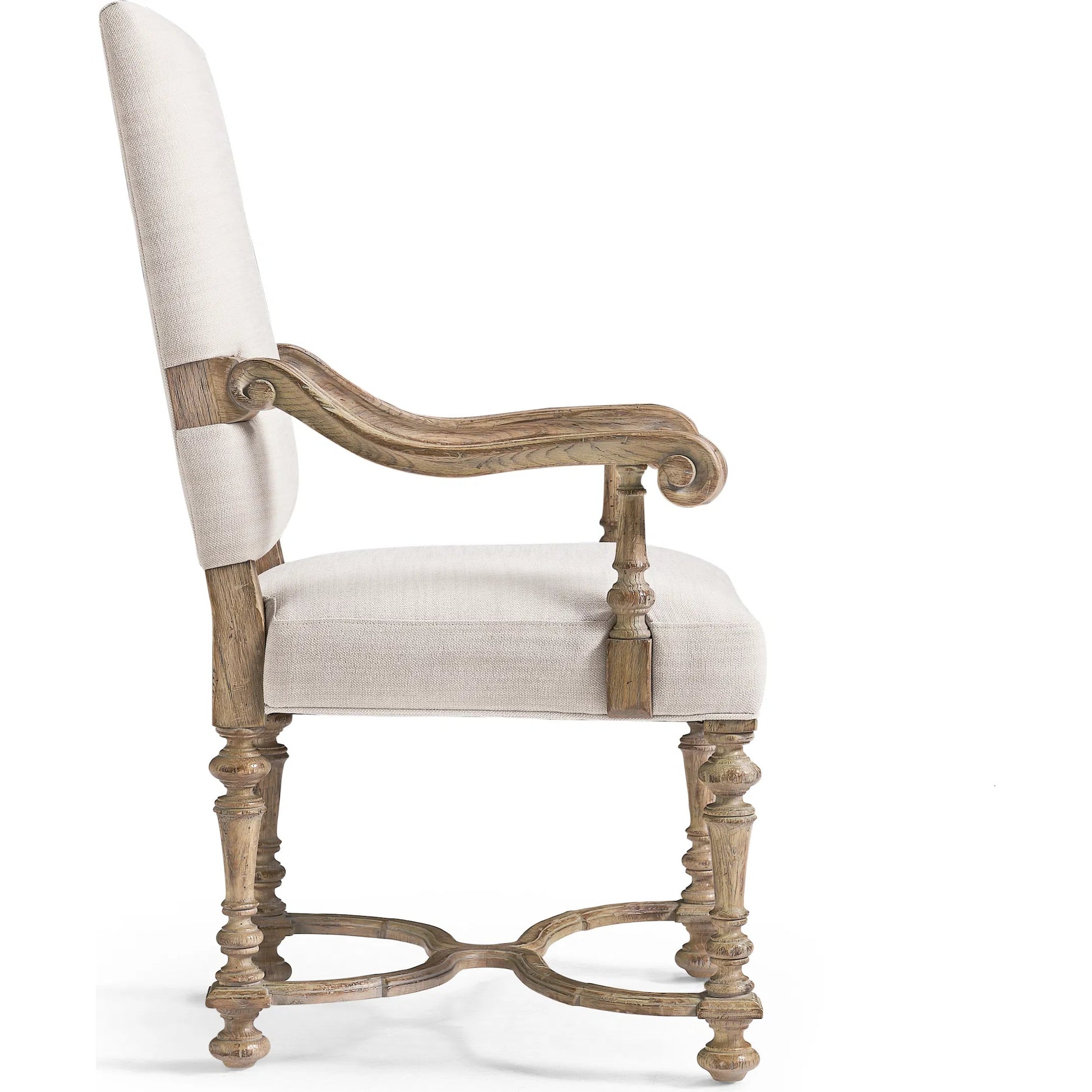 Sagehill Upholstered Arm Chair (Set of 2) by Jonathan Charles in timberon grey oak. Made from oak in a traditional style.