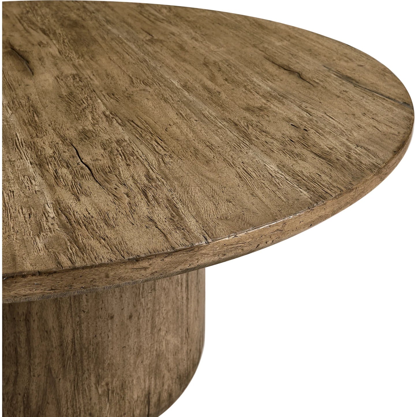 007 SI-2462570 | Closeup | 60" Stone Ridge Round Dining Table by Jonathan Charles in tully light acacia. Made from acacia in a transitional style.