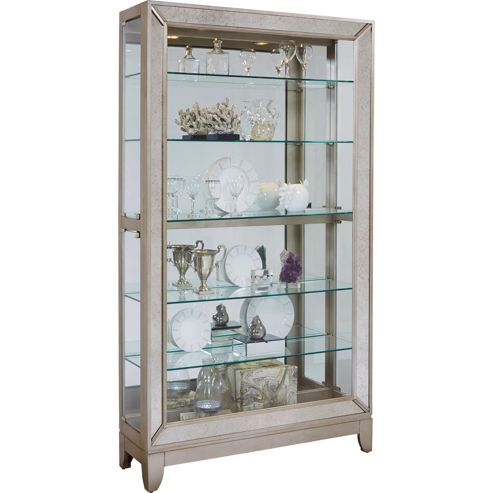 Side Entry Curio by Pulaski Furniture in platinum. Made from select hardwoods in a modern style.