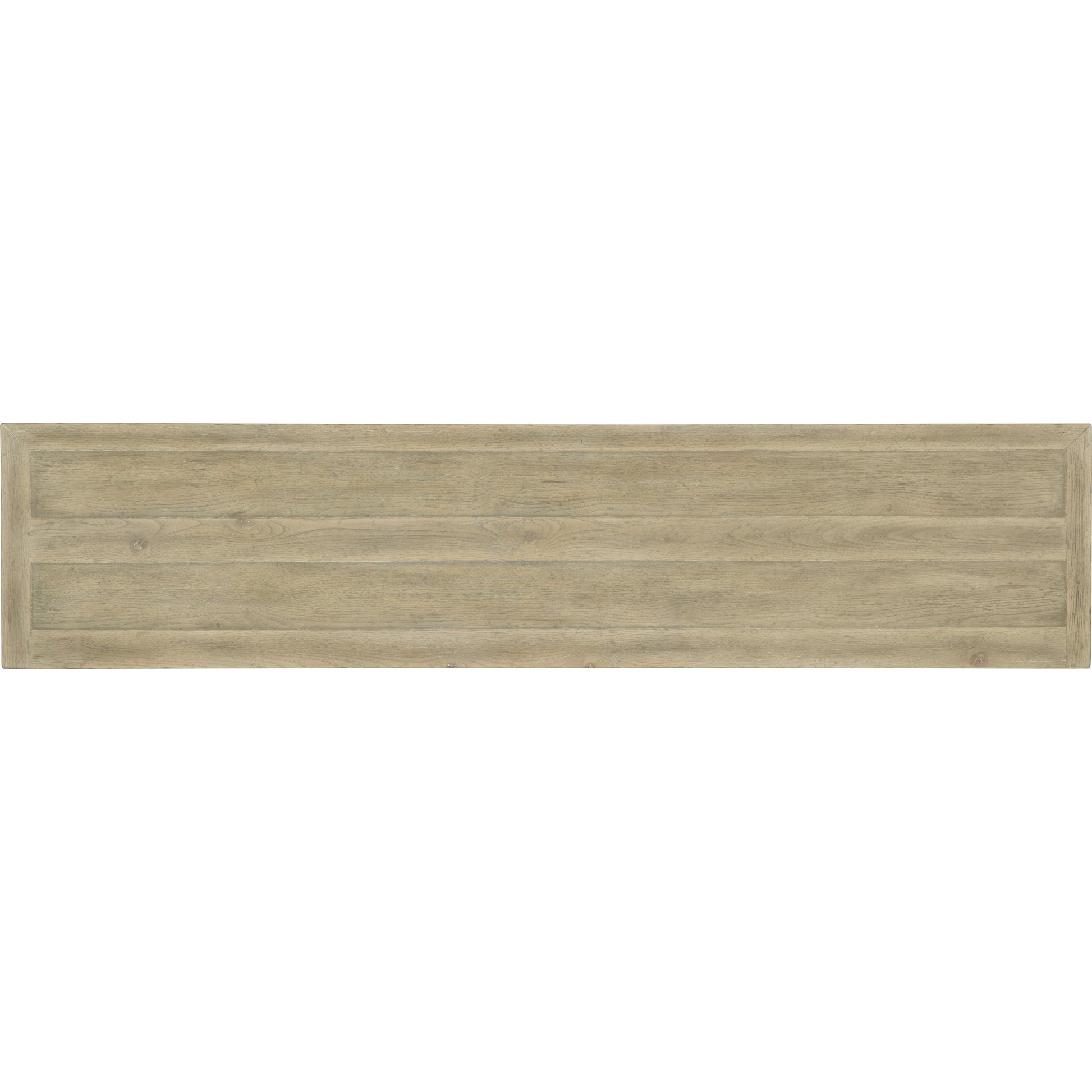 Surfrider Entertainment Console by Hooker Furniture in driftwood. Made from pecan veneers, resin, solid-wood edge top in a coastal style.