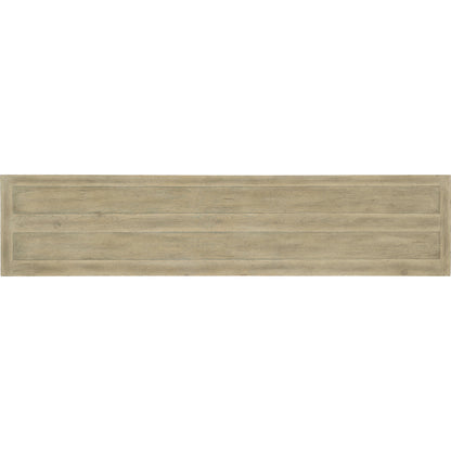 Surfrider Entertainment Console by Hooker Furniture in driftwood. Made from pecan veneers, resin, solid-wood edge top in a coastal style.