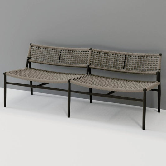 Grigio Outdoor Bench Sofa by Sunset West in graphite. Made from olefin rope in a coastal style.