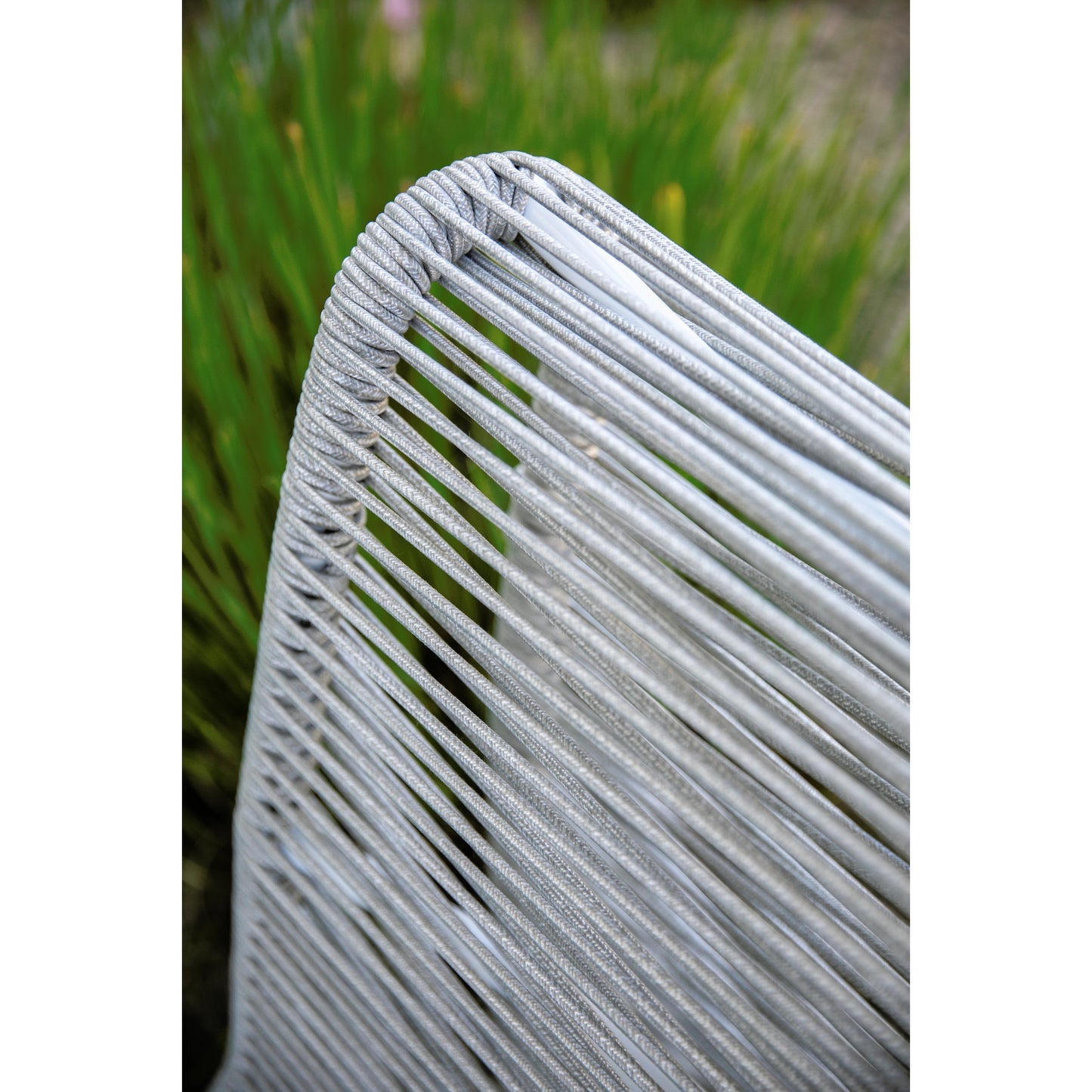016 SI-2167074 | Closeup | Milano Outdoor Armless Club Chair by Sunset West. Made from olefin rope in a coastal style.