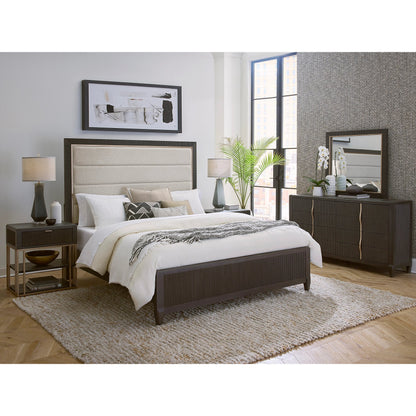 West End Loft Upholstered Bed by Pulaski Furniture in tuxedo. Made from rubberwood in a modern style.