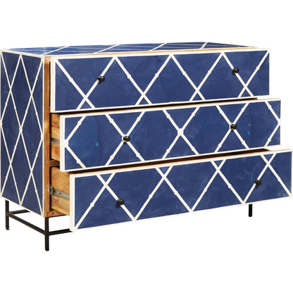 Navy Blue 3-Drawer Accent Chest by Pulaski Furniture in navy. Made from mango veneers in a unique style.