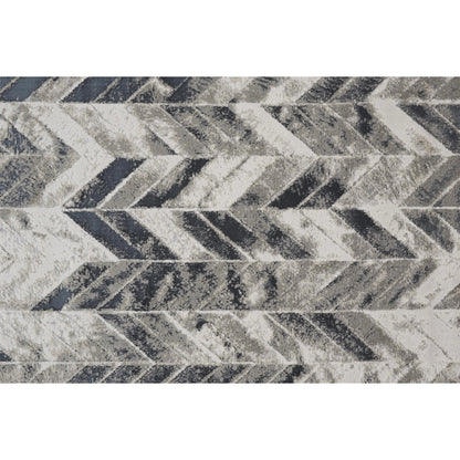 Micah Chevron Rug - 3048F by Feizy in black, gray, silver. Made from polyester, polypropylene in a unique style.