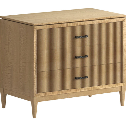 Loft Reeded Bedside Chest by A.R.T. Furniture in natural maple. Made from poplar, rubberwood, figured maple veneer in a unique style.