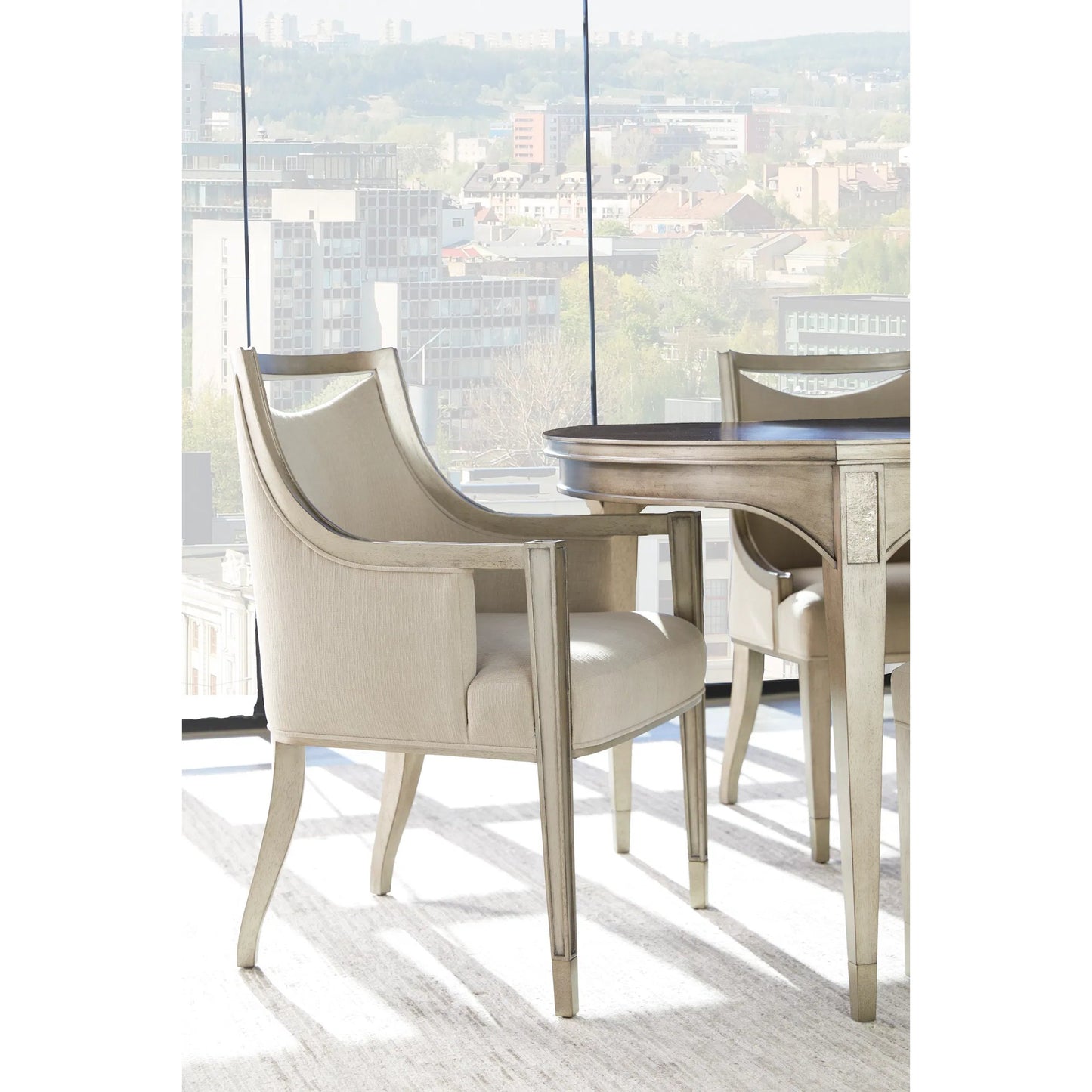 005 SI-2334428 | Lifestyle | Cove Arm Chair by A.R.T. Furniture in grey and mica. Made from rubberwood solids, foam, fabric, metal in a transitional style.