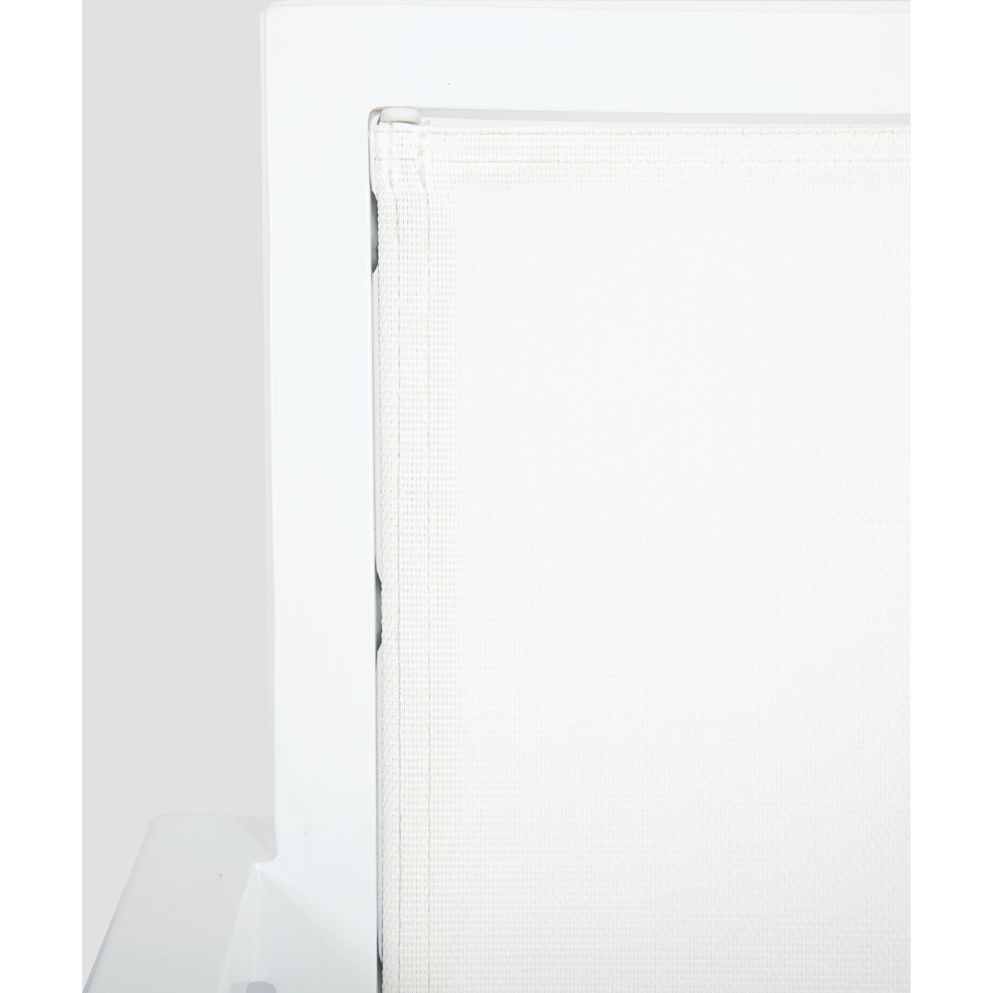 Naples Outdoor Stackable Sling Dining Chair by Sunset West in white. Made from aluminum in a modern style.
