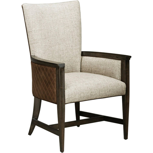 Woodwright Racine Upholstered Arm Chair (Set of 2) by A.R.T. Furniture in lloyd brown. Made from parawood solids, quarter sawn white oak veneer, quilted top-grain leather in a modern style.