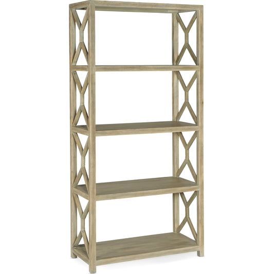 Surfrider Etagere by Hooker Furniture in driftwood. Made from pecan veneers in a coastal style.