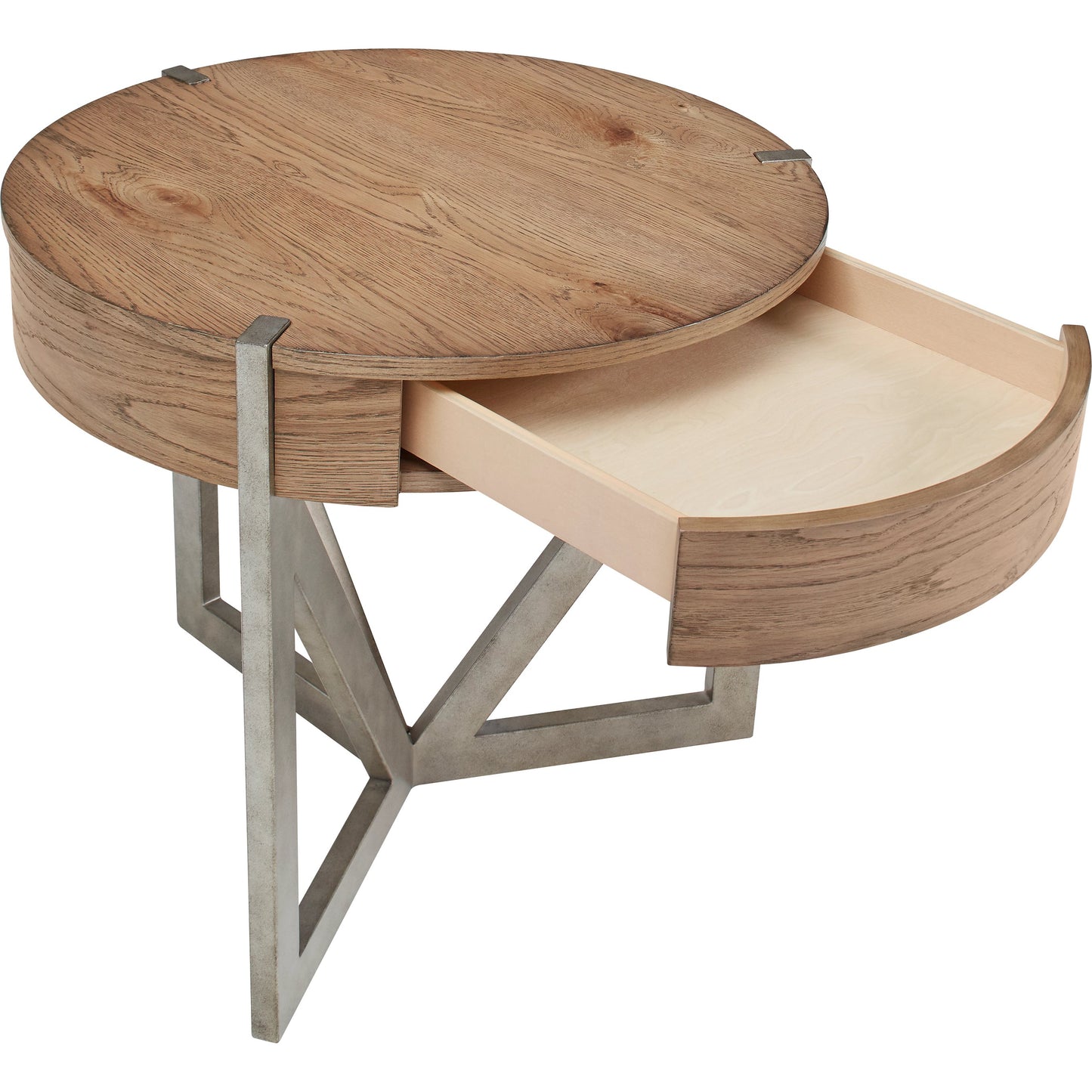 003 SI-2065134 | Additional Silo | Passage End Table by A.R.T. Furniture in natural oak, vintage pewter. Made from ash solids, knotty oak veneers, metal in a modern style.