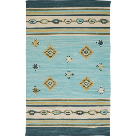 Dharma Transitional Southwestern Rug - I0762 by Feizy in blue, green, tan. Made from cotton, polyester in a unique style.
