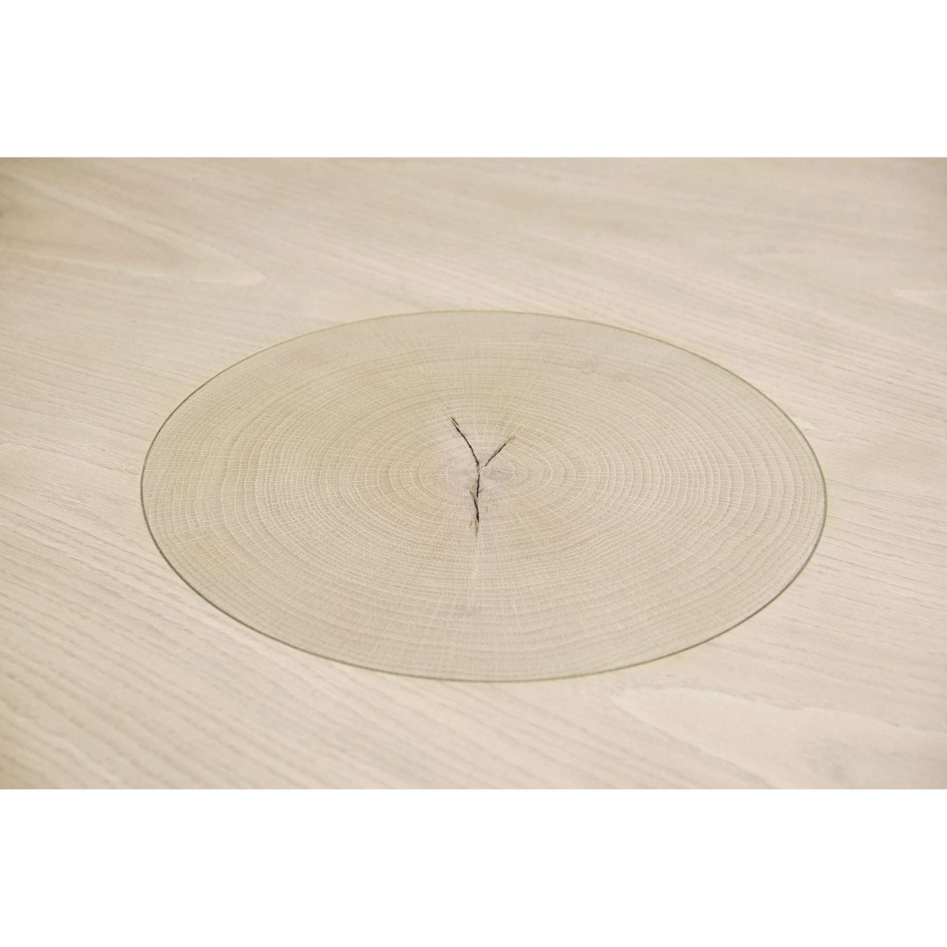 Water Seamount Oak Pedestal Table by Jonathan Charles in beige and bleached oak. Made from oak in a modern style.