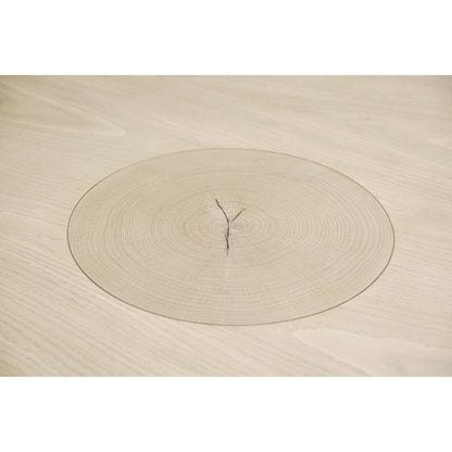 Water Seamount Oak Pedestal Table by Jonathan Charles in beige and bleached oak. Made from oak in a modern style.