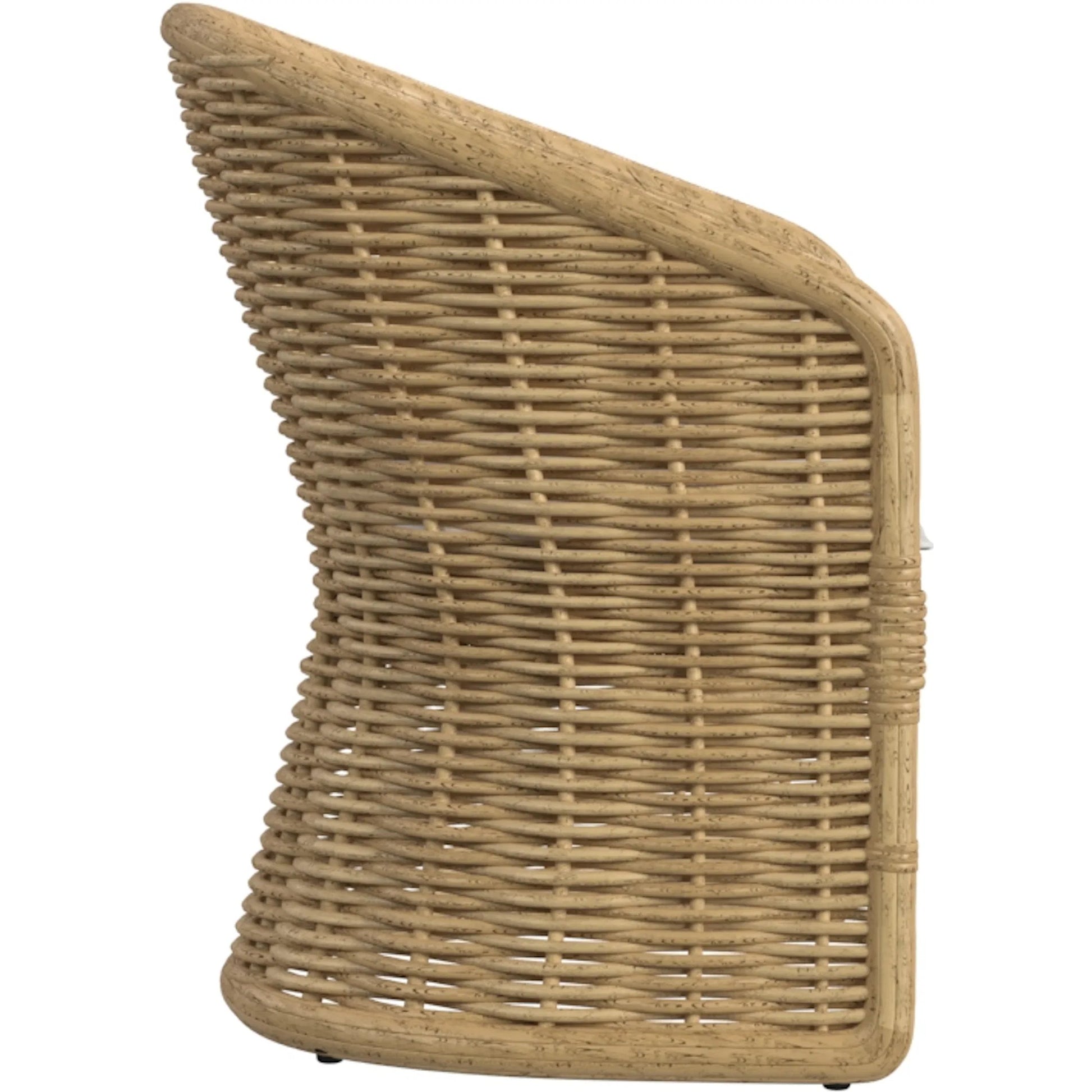 Playa Outdoor Dining Chair by Sunset West in medium wood. Made from resin wicker in a rustic style.