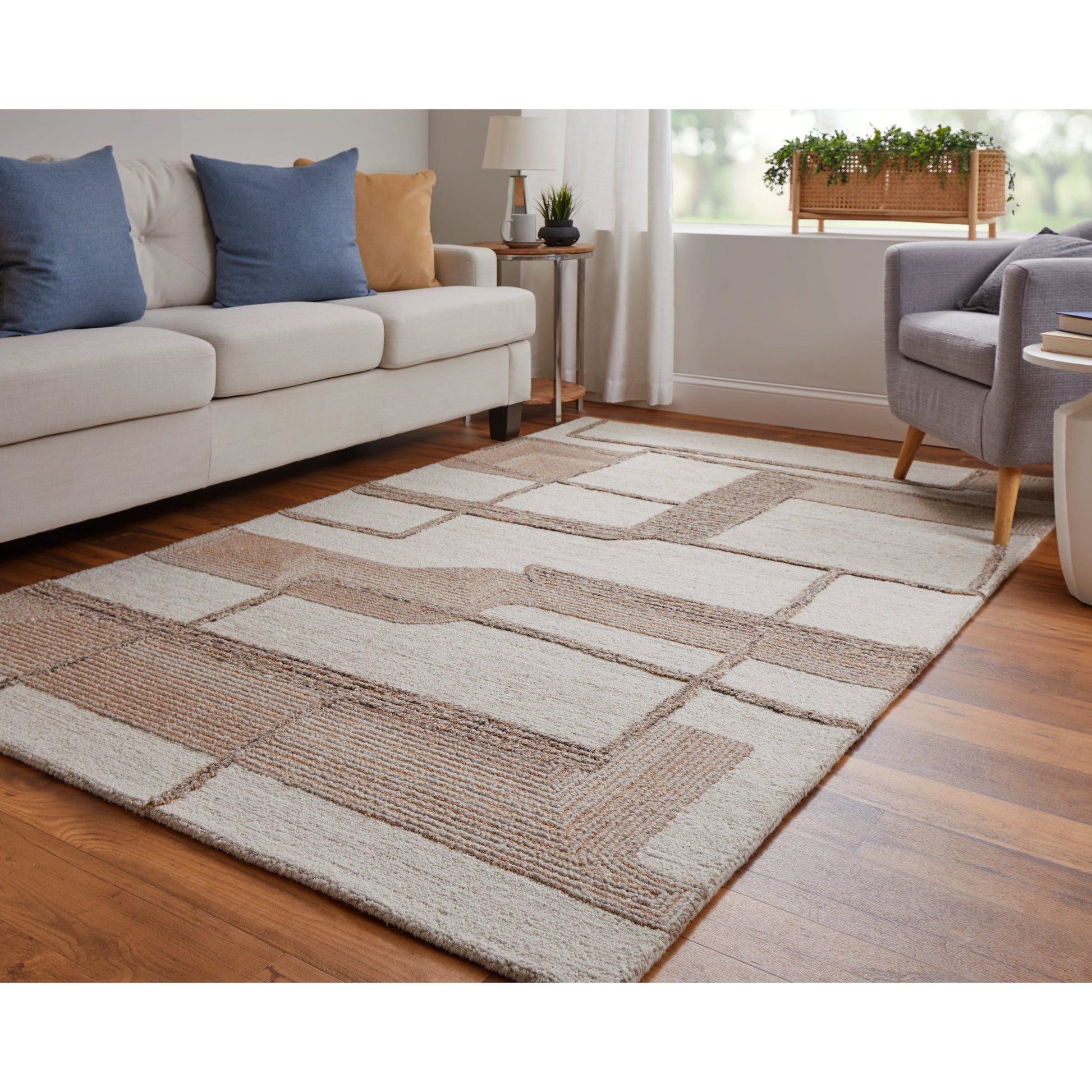 Pollock Geometric Rug - 8954F by Feizy in ivory, brown, tan. Made from wool, nylon in a unique style.