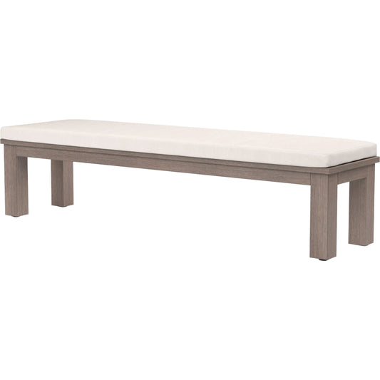 Laguna Outdoor Dining Bench by Sunset West in browns. Made from aluminum in a modern style.
