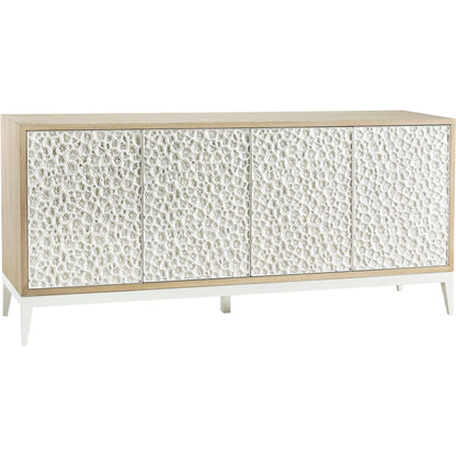 Water Pelagic Cast Metal Credenza by Jonathan Charles in bleached oak. Made from oak, cast metal in a modern style.