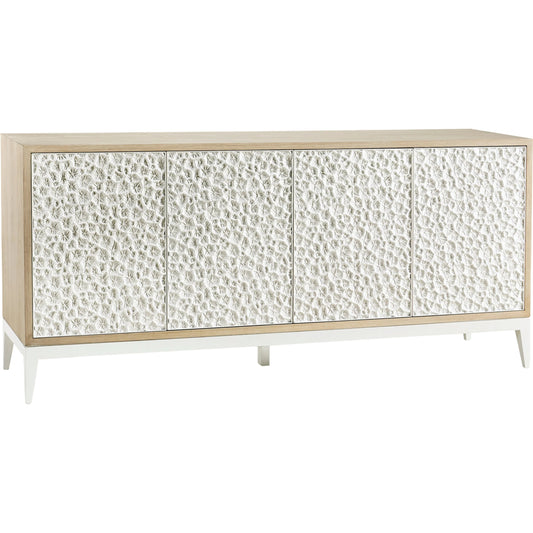 Water Pelagic Cast Metal Credenza by Jonathan Charles in bleached oak. Made from oak, cast metal in a modern style.