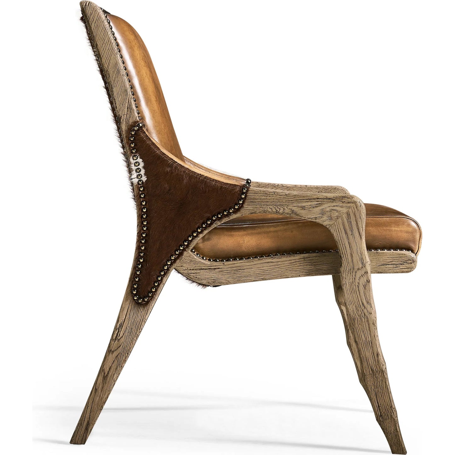 004 SI-2462587 | Additional Silo | Echo Canyon Leather & Hide Side Chair (Set of 2) by Jonathan Charles in faded oak. Made from oak in a traditional style.