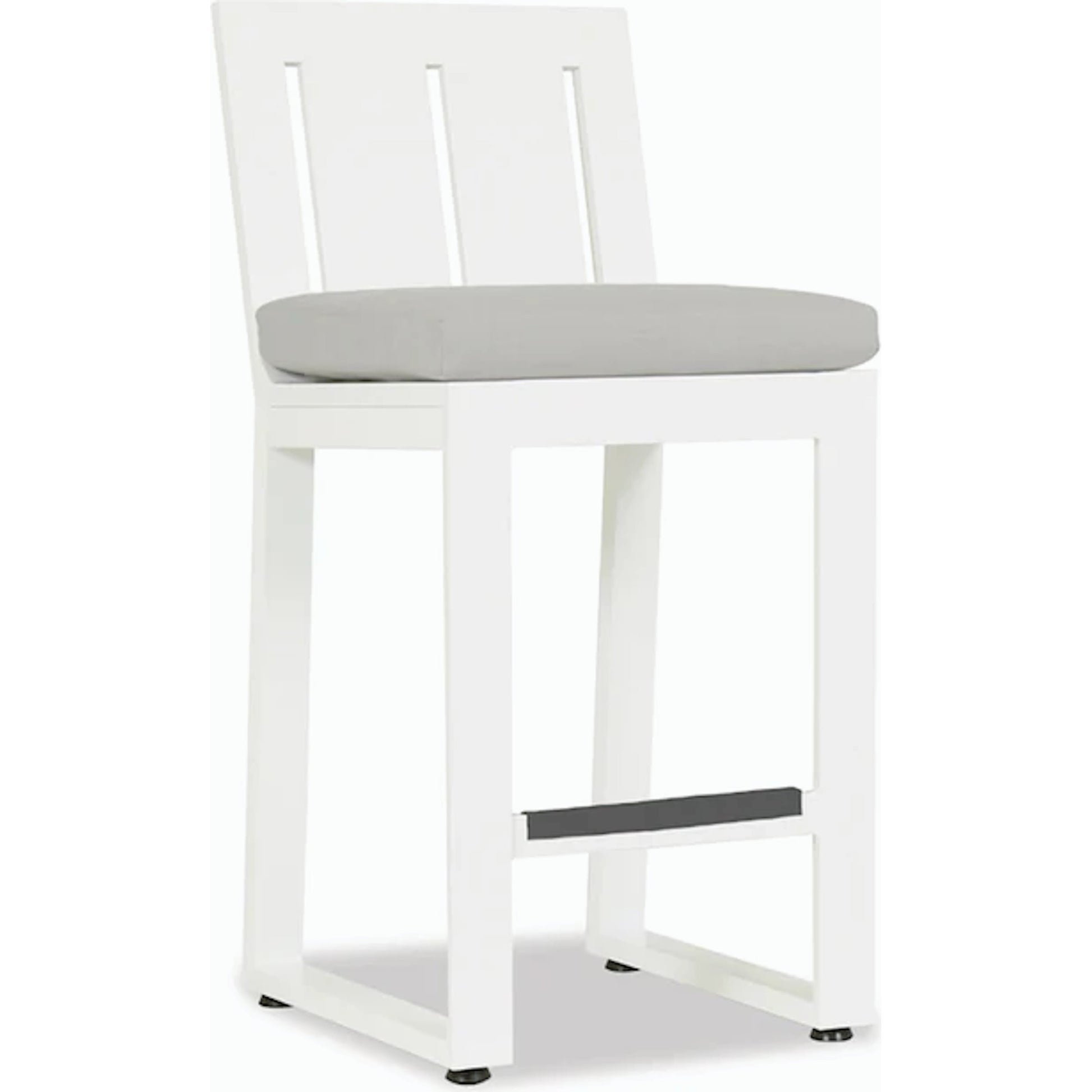 Newport Outdoor Counter Stool by Sunset West in frost. Made from aluminum in a modern style.