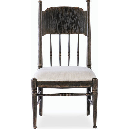 Americana Upholstered Seat Side Chair by Hooker Furniture in beige. Made from oak veneers and fabric in a cottage & farmhouse style.
