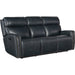 Ruthe Zerog Power Sofa by Hooker Furniture in salvo denim. Made from leather in a traditional style.