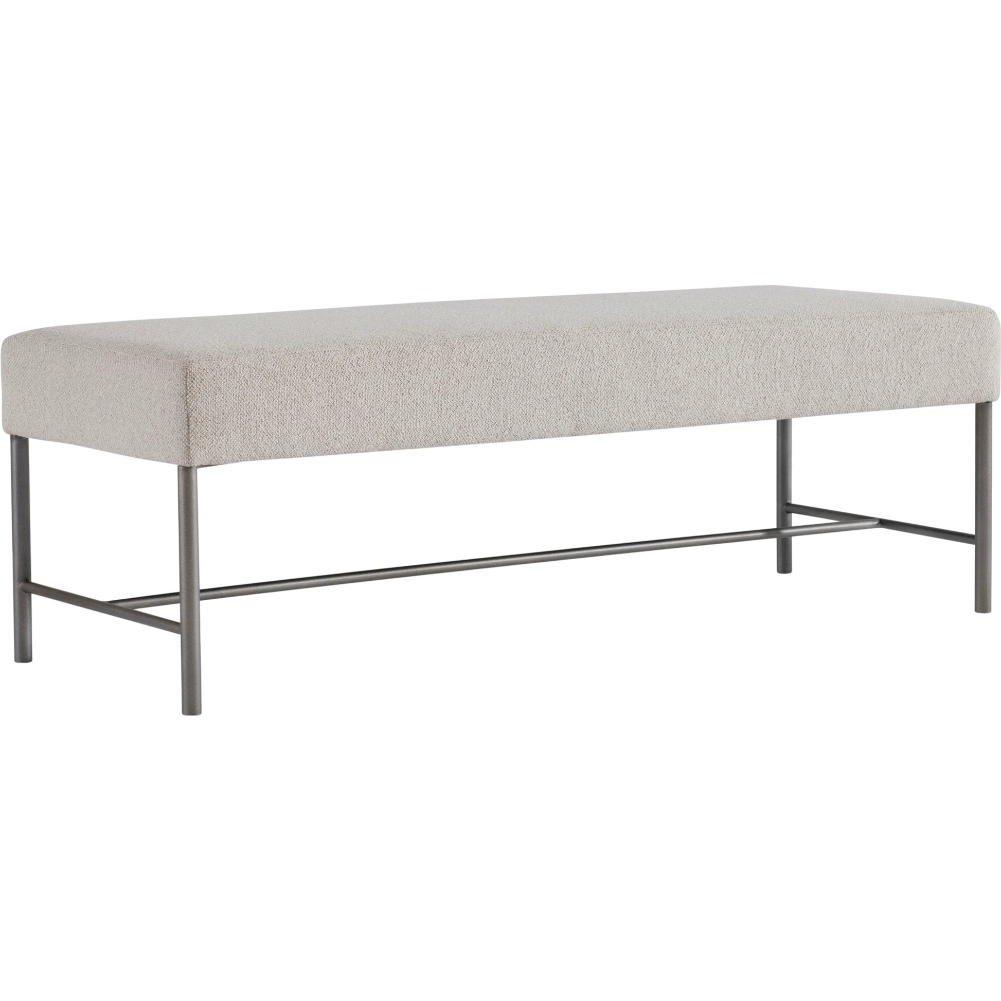Outline Bench by Bernhardt in beige and atra. Made from fabric, metal in a transitional style.