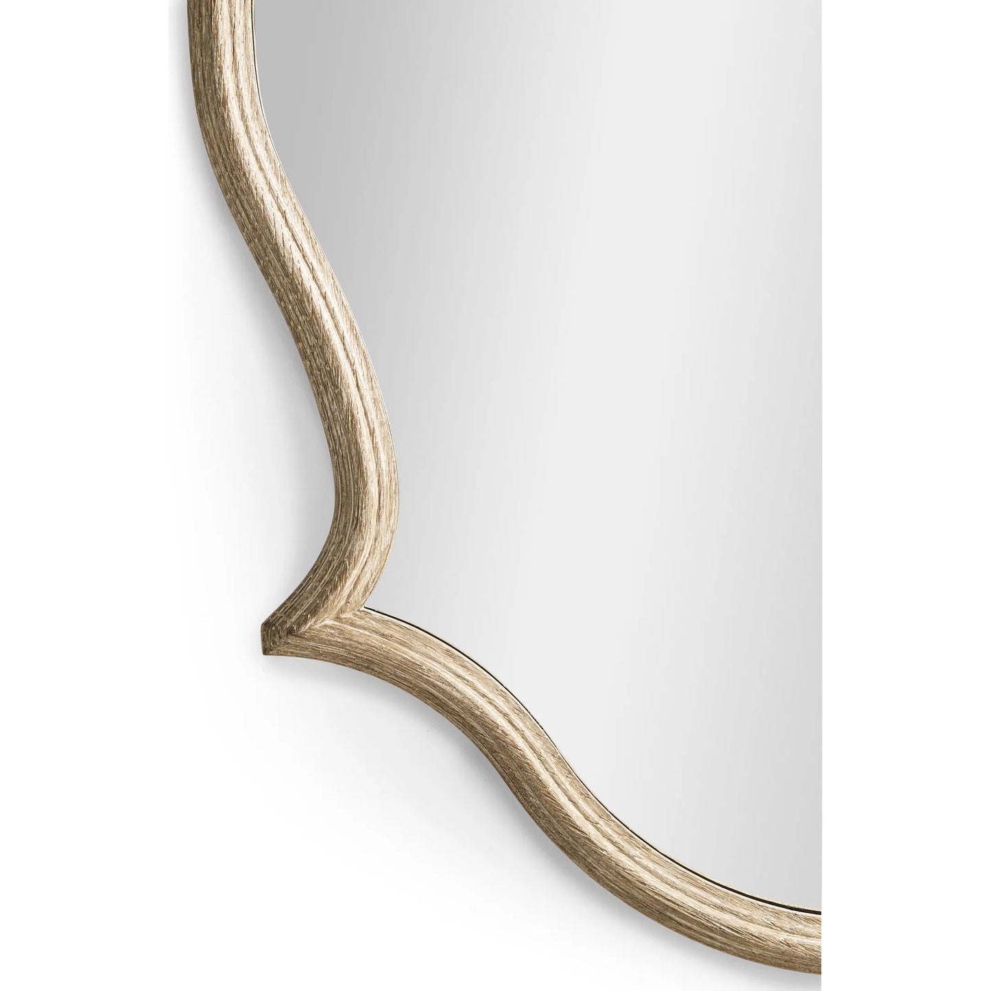 004 SI-2252704 | Closeup | Downton Wall Mirror by Jonathan Charles in white and venetian white oak with antique gold leaf. Made from oak, mirror in a traditional style.