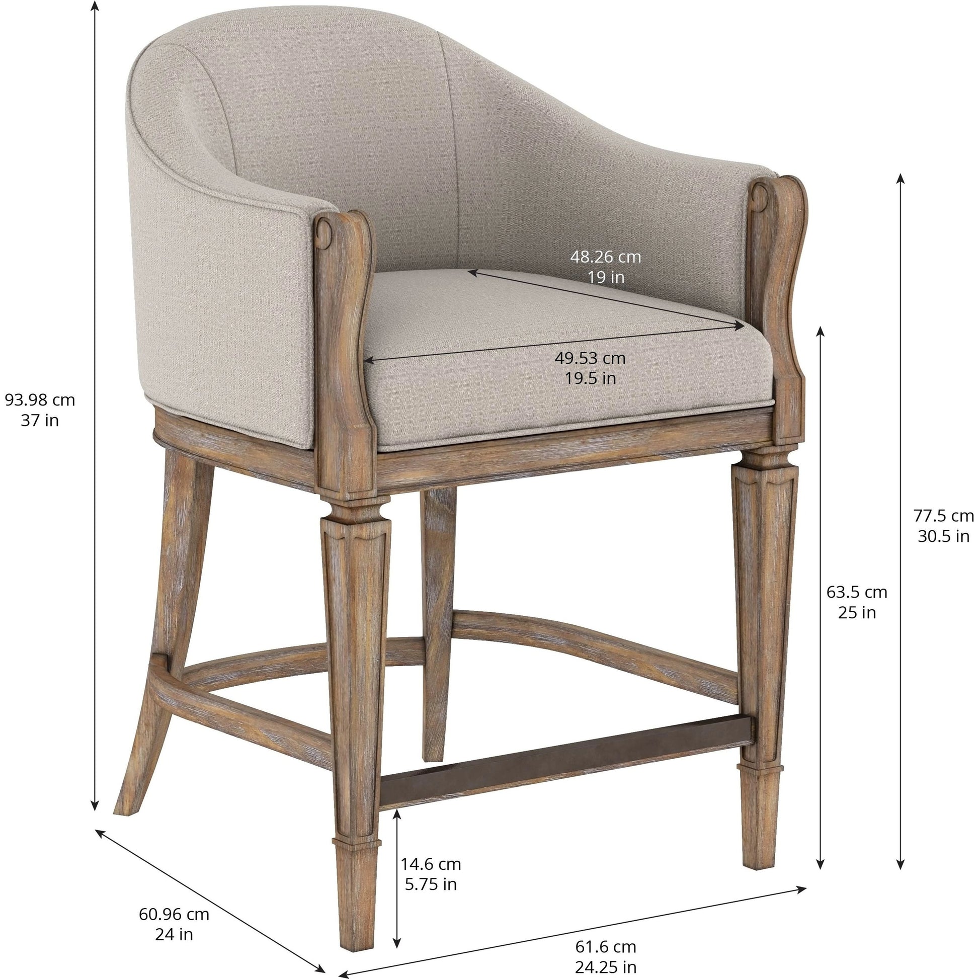 Architrave Counter Stool by A.R.T. Furniture in almond. Made from parawood solids, foam, fabric in a transitional style.