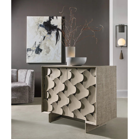 Melange Pinwheel Hall Chest by Hooker Furniture in gray exterior, gray appliques. Made from wood, resin, fabric, 100% polyester in a modern style.