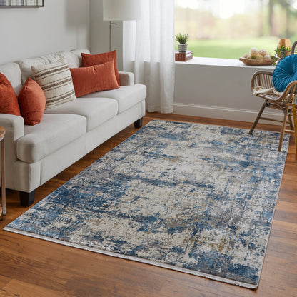 Cadiz Rug - 3891F by Feizy in ivory, tan, blue. Made from viscose, acrylic in a unique style.