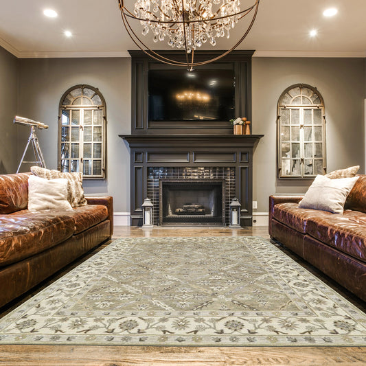 Eaton Traditional Oriental Rug - 8424F by Feizy in green, brown, taupe. Made from wool in a unique style.